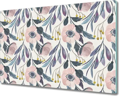 Produktbild von Glas-Herdabdeckplatte Glaskeramikkochfeld-Abdeckung Spritzschutz - 80x52 cm - Mohnblumen Vintage