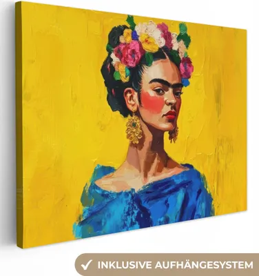 Produktbild von Leinwand Bilder 40x30 cm - Eklektisch - Frau - Blumen, Bild Modern, Wanddeko, Gemälde