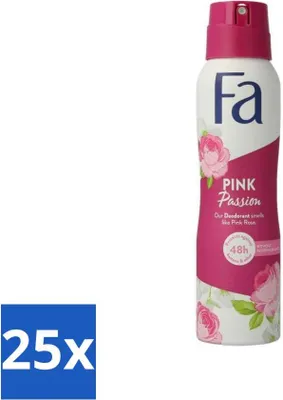 Zdjęcie produktu dla FA - Pink Passion - Dezodorant w sprayu - Różowa róża - 150 ml - Opakowanie ekonomiczne - 25 sztuk