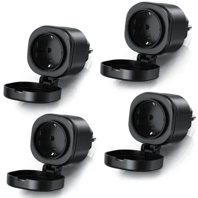 Produktbild von BEARWARE 4x WLAN-Steckdose Wifi Outdoor Steckdose 2,4 Ghz, Steuerung per App, IP44, max. 3680 W, 1-St., Pairing LED, Thermosicherung, 16A, schwarz