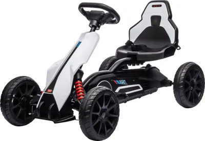 Produktbild von Kinder Elektro-Kart Go-Kart 5 km/h Sicherheitsgurt Weiß Kunststoff Metall Sitz Rückenlehne