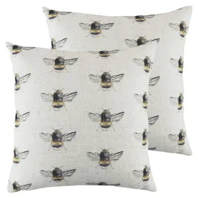 Dekokissen Bienen-Design, 43x43 cm, 2 Stück, Polyester-Leinen