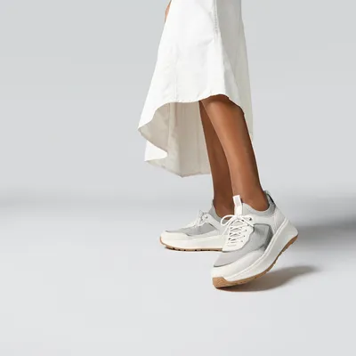 Productafbeelding van FitFlop F-Mode Suede/Knit Flatform Slip-On Laced Sneakers GRIJS 36
