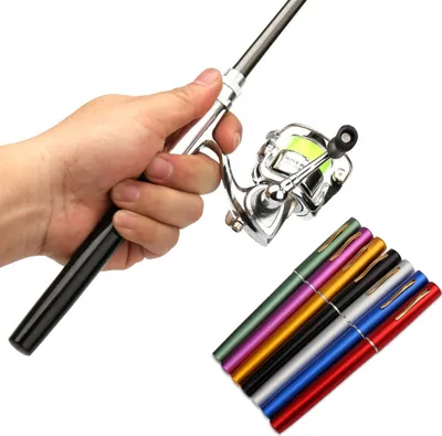 Zdjęcie produktu dla Kieszonkowy składany zestaw wędkarski z kołowrotkiem Mini Pen Zestaw teleskopowej wędki Zestaw kołowrotka spinningowego