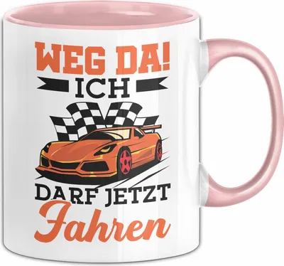 Produktbild von Führerschein Bestanden Tasse Geschenk Bestandende Führerscheinprüfung Geschenkidee Weg Da Ich Darf Jetzt Fahren Kaffee-Becher (Rosa)