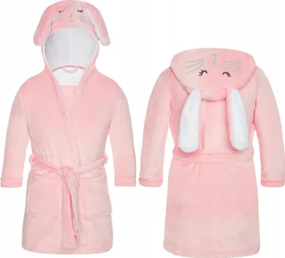 Produktbild von Kinder-Bademantel mit Kapuze Rabbit Gr. M (120) – Rosa, Mikrofaser,