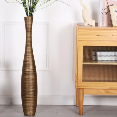 Produktbild von Leewadee Bodenvase 85 cm - Hohe Polyresin Deko für Pampasgras