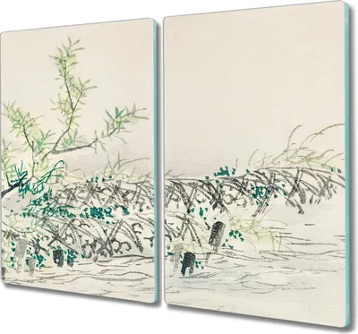 Produktbild von Coloray Hackbrett Herdabdeckplatte 2x30x52 cm Küchenbrett Kochplattenabdeckung Schneidebrett - Pflanzen in Wasser