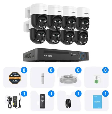 Image de Système de caméras de sécurité, résolution 8 MP, notifications en temps réel, kit de vidéosurveillance, 8 caméras 8 MP, aucune