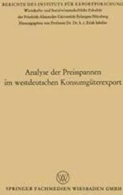 Produktbild von Analyse der Preisspannen im westdeutschen Konsumgüterexport