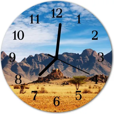 Produktbild von Glasuhr Wanduhr Küchenuhr Echt-Glas 30fi cm Gebirge braun