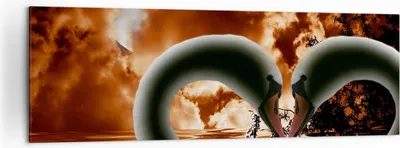 Produktbild von Bild auf Leinwand - Leinwandbild - Schwäne Nacht Liebe - 160x50cm - Wand Bild - Wanddeko - Leinwanddruck - Bilder - Kunstdruck - Wanddekoration - Leinwand bilder - Wandkunst - AB160x50-0293