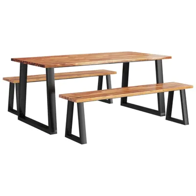 Produktbild von 3-tlg. Essgruppe Baumkante Massivholz Akazie