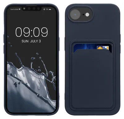 Produktbild von kwmobile Handyhülle für Apple iPhone 17e / iPhone 16e Hülle mit Kartenfach - TPU Case - Kabelloses Laden - Schutzhülle Cover in Dunkelblau