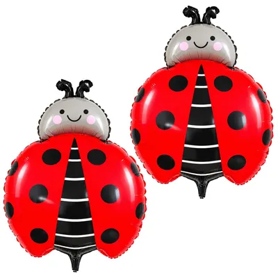 2 XXL Folieballons Marienkäfer, rot schwarz, 63 x 47 cm