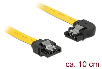 Immagine prodotto di Delock SATA 6 Gb/s Kabel gerade auf links gewinkelt 10 cm gelb