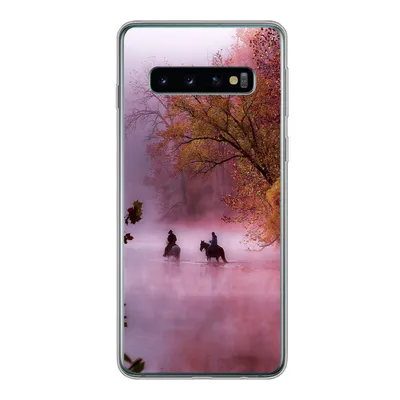 Produktbild von MuchoWow® Handyhülle Schutzhülle Hülle für Samsung Galaxy S10 Pferde - Nebel - Wald Silikon Softcase Handy Hülle - Handytasche