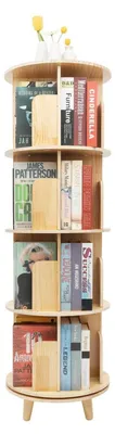 Immagine prodotto di Libreria a 4 ripiani, in legno, girevole a 360°, ideale per il soggiorno