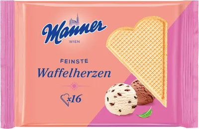 Produktbild von Manner Feinste Waffelherzen 55g - Eiswaffeln von Manner