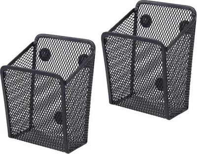 Image de Étagères métalliques magnétiques avec grille noire pour chambre froide, rangement de bureau