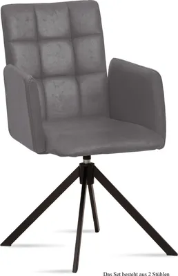 Produktbild von Armlehnstuhl drehbar (2er-Set) Deeann 52x91x60 Schwarz/Grau