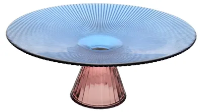 Productafbeelding van Glazen etagère, merk Daz, model Patera, afmetingen 26x10 cm, blauw/roze, 1 stuk