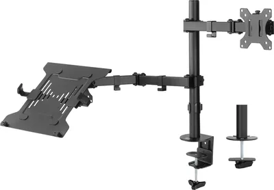 Immagine prodotto di Supporto da tavolo per monitor ACT con braccio per laptop, 1 schermo fino a 32", 1 laptop fino a 15,6" AC8305