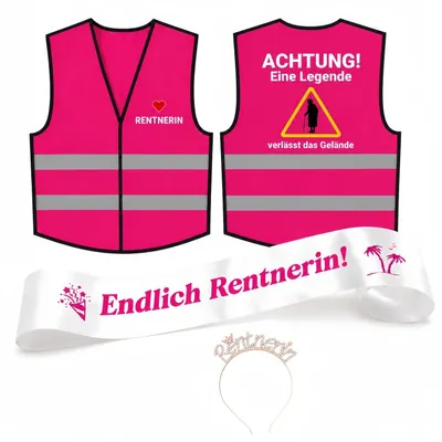 Immagine prodotto di Set regalo per il pensionamento, per donne: gilet di sicurezza rosa, sciarpa, , fascia per capelli