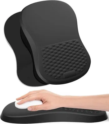 Image de Tapis de souris ergonomique avec repose-avant-bras et repose-poignet confortable, noir, pièce unique