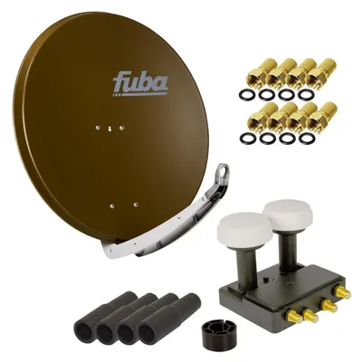 Produktbild von FUBA SAT Anlage DAA 850 B ALU Braun PremiumX Quad Monoblock 8x F-Stecker 4x Tülle