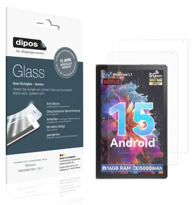 Produktbild von 2x Schutzfolie für Muisoo MSOKB1001 10.1 matt - Anti-Shock 9H Folie dipos Glass Kunststoffglas