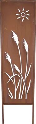 Produktbild von FRANK FLECHTWAREN Gartenschild "Schilf", Metall, moderne Rostoptik, schöne Ausstanzungen, Größe 31 x 117 cm