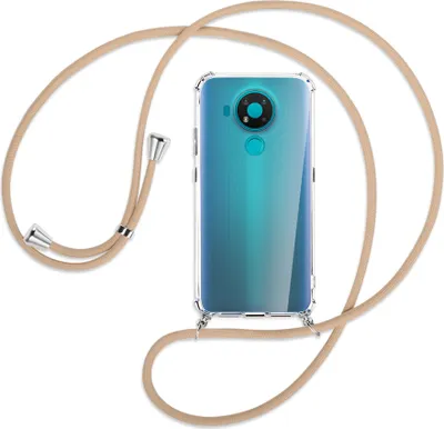 Produktbild von Handykette Backcover-Schutzhülle mit Band (Metall silberfarben) für Nokia 3.4 - beige
