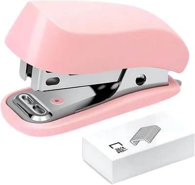 Productafbeelding van Kleine nietmachine - Mini nietmachine Boekbindgereedschap - Papier binden - Ingebouwde nietjesverwijderaar - Max 12 vel - Roze