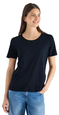 Produktbild von Cecil Basic T-Shirt mit Rundhals universal Blue XL