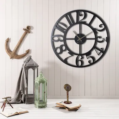 Zdjęcie produktu dla Opviq, Circle, zegar ścienny, czarny, metal, 50 x 50 cm