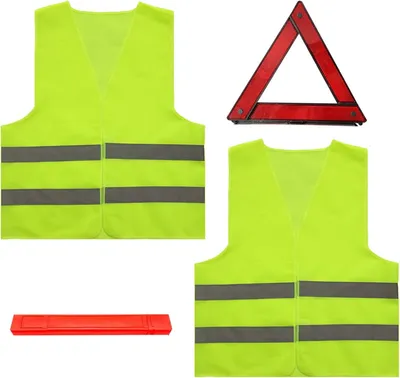 Produktbild von Warntriangle und Sicherheitsweste Auto Set, 360 Grad reflektierend, faltbar, mit Aufbewahrungsbox