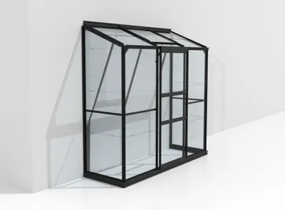 Produktbild von Vitavia Anlehn-Gewächshaus "Styx 1300" schwarz 1,3 m² 3 mm ESG