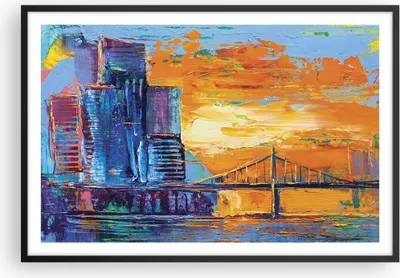 Produktbild von Gerahmtes Poster - Schwarzer Rahmen - Stadt Brücke pastos - 91,5x61 cm - Wand Bild - Wanddeko - Wandbilder - Kunstposter - Wandposter - Bilderrahmen - Bilder - Kunstdruck - P2BAA91x61-4392