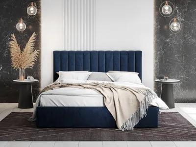 Obrázek produktu pro Čalouněná manželská postel 160x200 SELHOM - modrá