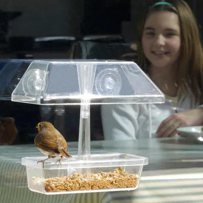 Produktbild von Famanu Vogelhaus mit starken Saugnäpfen - Futterstation für kleine Vögel mit Schutzdach
