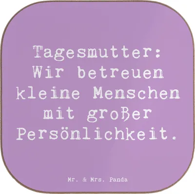 Produktbild von Mr. & Mrs. Panda Untersetzer für Gläser Spruch Tagesmutter Persönlichkeit - Lavendeltraum - Geschenk, Berufsleben, Coaster, Glas, kleine Menschen, Fürsorge, Tischschoner