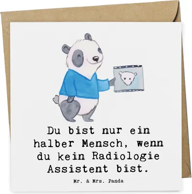 Produktbild von Mr. & Mrs. Panda Glückwunschkarte Radiologie Assistent Herz - Weiß - Geschenk, anlasskarte, Grußkarte, Klappkarte, doppelkarte, faltkarte
