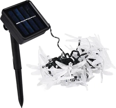Obrázek produktu pro Dragonfly Solar String Lights 30LEDs Solar Powered Fairy Lights Vodotěsné venkovní dekorace Teplé světlo