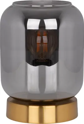 Produktbild von Näve Leuchten Glas-Tischleuchte "ALESSIO" H: 17 cm Glas-Tischleuchte "ALESSIO" H: 17 cm Tischleuchten - Glas-Tischleuchte "ALESSIO" H: 17 cm, Tischlampe im Retro Style, aus Metall und Glas in gold, 17 cm hoch, Ø 12 cm, E14-Fassung – Schnurschalter