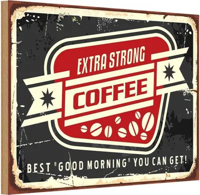 Produktbild von vianmo Holzschild 20x30 cm Kaffee extra strong Coffee good morning Essen Trinken