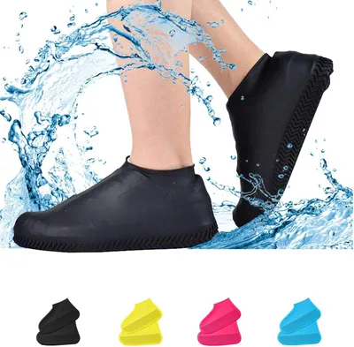 Produktbild von Überzieher Portable Silicone Rain Overshoes for Rain wasserdichte rutschfeste Regen-Schuhe Regen Überschuhe,Black