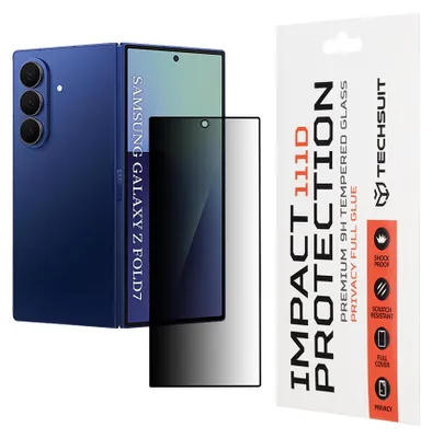 Produktbild von Techsuit - 111D Privacy Full Glue Schutzglas (Frontdisplay) für Samsung Galaxy Z Fold7 – schwarz
