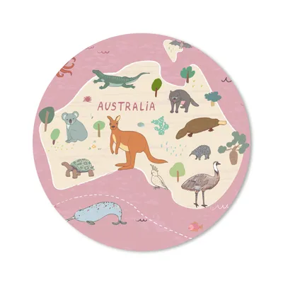 Produktbild von MuchoWow® Mauspad Mousepad Tiere - Weltkarte Kinder - Australien - Mädchen - Kinder 30x30 cm - Mousepads - Maus Mat - Pad - Mausunterlage - Tischunterlage - Schreibtischmatten