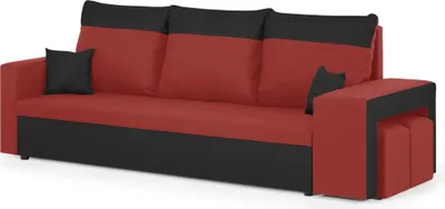 Produktbild von 3-Sitzer-Sofa mit Schlaffunktion DAKOTA2 - Rot/Schwarz